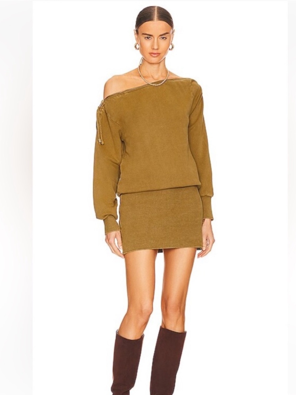 Retrofete Darcy Off-the-Shoulder Sweater Mini Dress